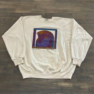 Vintage 80s Laurel Burch Embracing Horses Art Graphic Sweatshirt White Womens XL